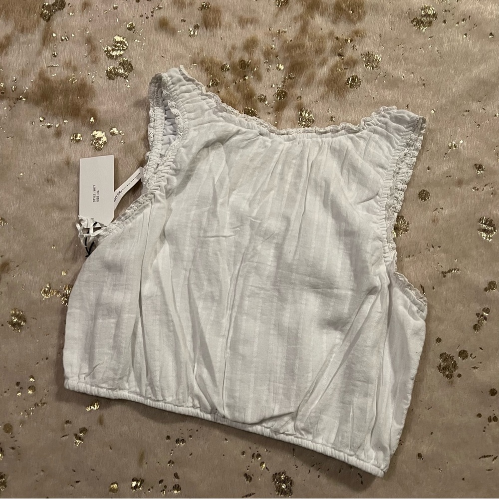 NWT Midnight Sky XL Embroidered Cropped Top White & Blue - Picture 5 of 7